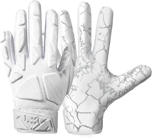 Miniatura 9 de WVVOU Guantes de fútbol americano acolchados, guantes de receptor acolchados antideslizantes, guantes de línea de fútbol americano