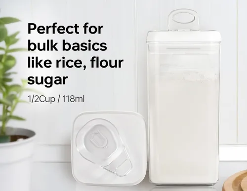 Miniatura 6 de Felli Flip Tite - Recipiente de almacenamiento de alimentos acrílico con tapa, 6 pulgadas, XL, con sello de anillo hermético y parte superior, Blanco