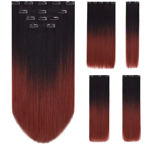 Miniatura 15 de Extensión de cabello negro oscuro, extensiones de cabello con clip, de 18 pulgadas, ondulado, sintético, 5.5 onzas, HSPCYGG de 22 pulgadas, cabello
