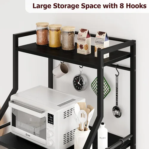 Miniatura 5 de IDEALHOUSE Estante para hornear de cocina, soporte para horno de microondas con 2 cestas grandes de alambre, estación de barra de café industrial