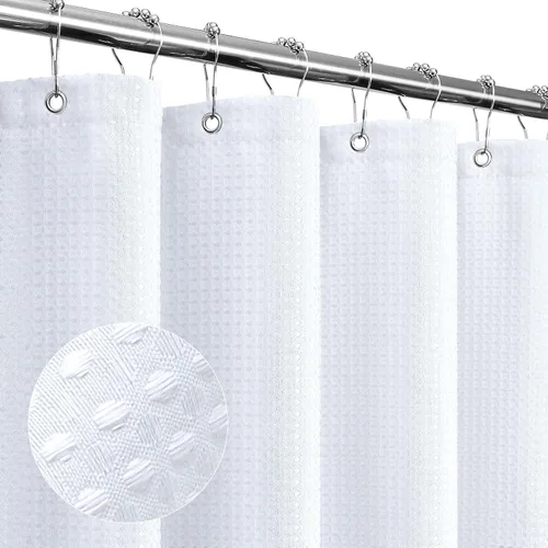 Miniatura 22 de Gibelle Cortina de Ducha Pequeña para Cabina 36 x 72 pulgadas, Cortina de Ducha de Tela Texturizada de Tejido Gofre Medio Estrecho para Baño, Beige