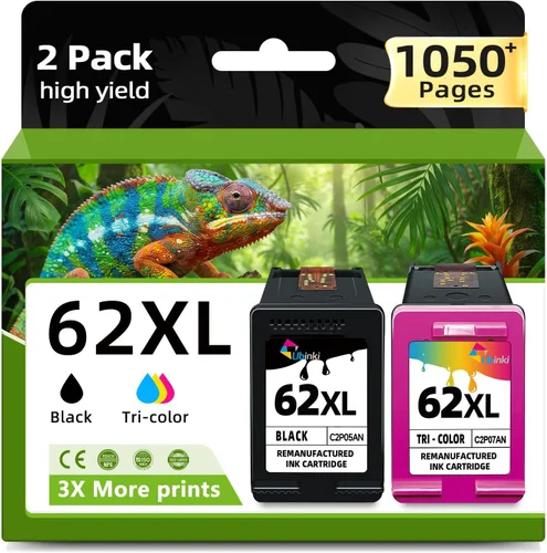 Ubinki - Cartuchos de tinta 62XL Negro y Color, reemplazo para HP 62 XL Hp62XL, para impresoras Envy 5660, 7640, 7645, 5540, 5549, OfficeJet 5745,