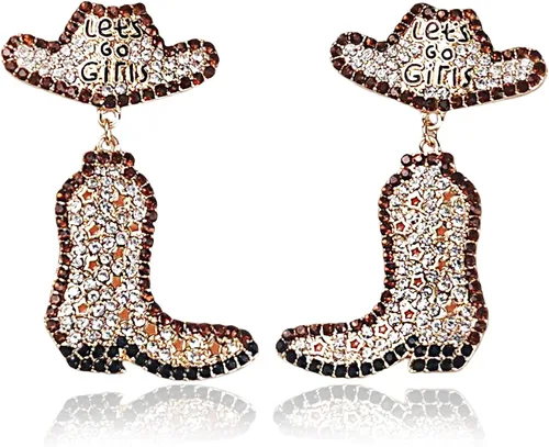 Miniatura 7 de KIDZVEFUN Regalos de despedida de soltera, aretes de vaca para niñas, botas vaqueras con cuentas para decoración de fiesta de discoteca, suministros