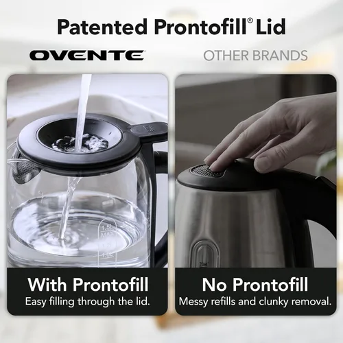 Miniatura 3 de Hervidor Eléctrico OVENTE con Vidrio de Borosilicato de 1.5L, Calentador de Agua de Ebullición Rápida de 1500W para Café o Té, Tapa Fácil de Llenar