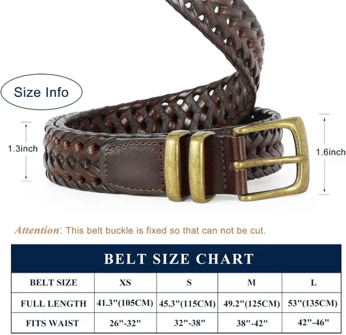Miniatura 5 de BELTROAD Cinturón de cuero trenzado para hombre, jeans casuales, golf, hebilla de aleación tejida de cuero para hombre, cinturones trenzados a mano