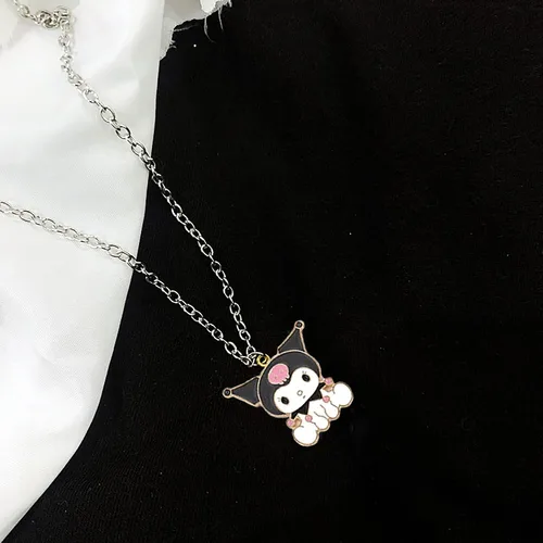 Miniatura 4 de Collar Kawaii My Melody And Kuromi Bff Collar para 2 bonitos collares estéticos colgantes, Acero aleado, vidrio aventurina