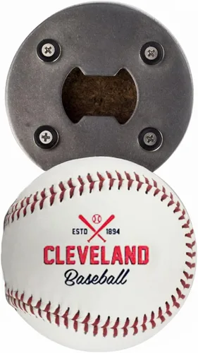 Cleveland Baseball - Abrebotellas magnético de cuero y captador de tapas, accesorio genial para adolescentes y hombres