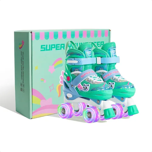 Miniatura 6 de SUPER YOUNGSTER Patines de ruedas ajustables con luces LED para niñas, diseño de unicornio para niñas de 4 a 6, 5 a 8, 8 a 12 años, patines para Cian