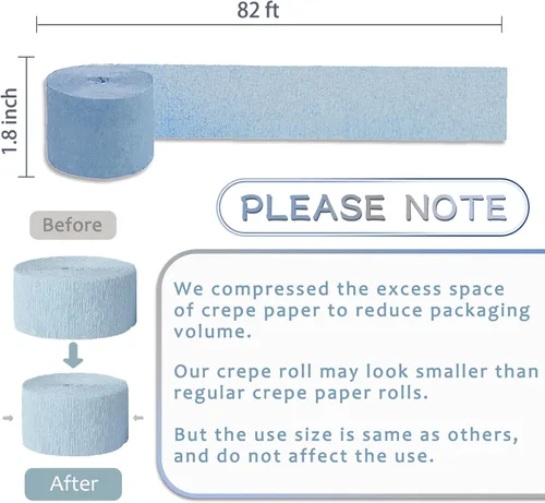 Miniatura 3 de NICROLANDEE 5 rollos de serpentinas de papel crepé azul polvoriento, gris, plateado, para decoración de bodas, guirnalda de papel para decoración