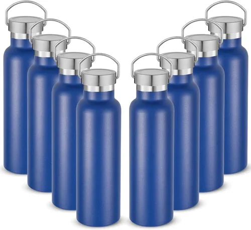 Miniatura 23 de Neihepal Paquete de 4 botellas de agua aisladas de 20 onzas, botella deportiva de doble pared de acero inoxidable con tapa de asa, termo Bubble gum