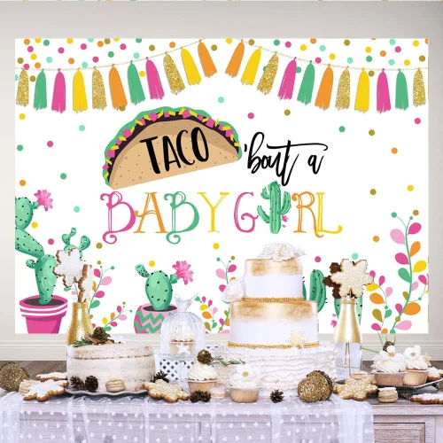 Miniatura 3 de Lofaris Taco Bout a Baby Girl - Telón de fondo para fiesta mexicana, decoración de baby shower, cactus neutro, sombrero de vaquero, banderas