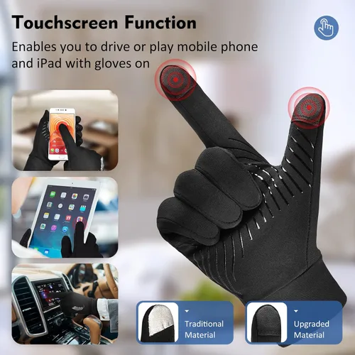 Miniatura 2 de Guantes deportivos de invierno cálidos para correr, para clima frío, guantes térmicos para pantalla táctil, guantes antideslizantes de forro polar