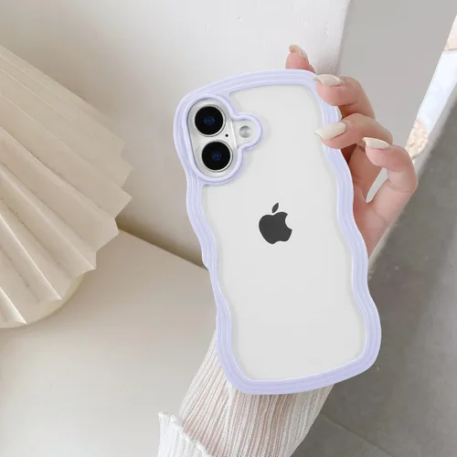 Miniatura 25 de QLTYPRI Funda compatible con iPhone 7/8/SE, bonita funda transparente con marco ondulado rizado para niñas y mujeres, funda protectora de TPU