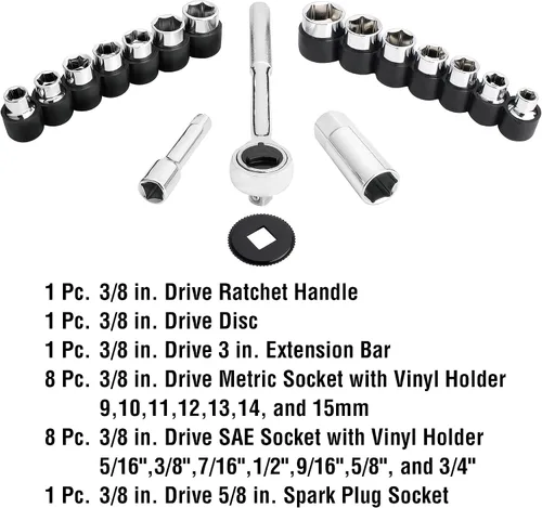 Miniatura 2 de Juego de 21 llaves SAE y métricas de 3/8 pulgadas - 835134