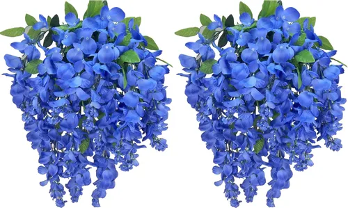 Miniatura 14 de Flores de glicina artificial para mata colgante larga, 15 tallos, para decoración y arreglo del hogar, boda, restaurante y oficina Belleza