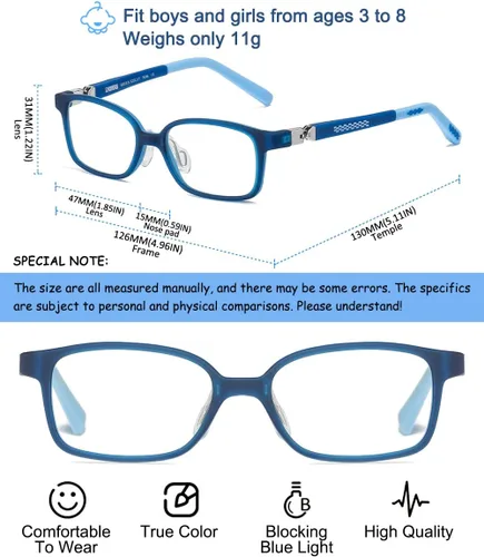 Miniatura 4 de 180° Hinges TR90 - Lentes de computadora para niños: Lentes de bloqueo de luz azul para niñas. Lentes de protección contra la radiación