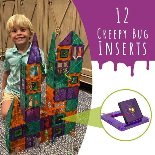 Miniatura 2 de DIY jr Creepy Archi Tiles - Azulejos magnéticos para niños - Bloques de construcción coloridos con insectos, bolsa de almacenamiento, calcomanías