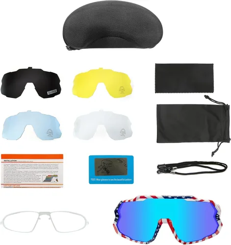 Miniatura 6 de Vipers - Lentes de sol para hombre y mujer, lentes de sol deportivos polarizados para ciclismo, pesca, correr y escalar, UV 400 Bandera azul+