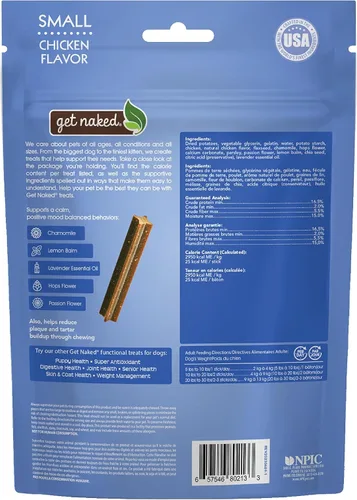 Miniatura 2 de Get Naked Palitos dentales calmantes para perros, sabor a pollo sin granos, alivio de la ansiedad con manzanilla, flor de la pasión, sin CBD