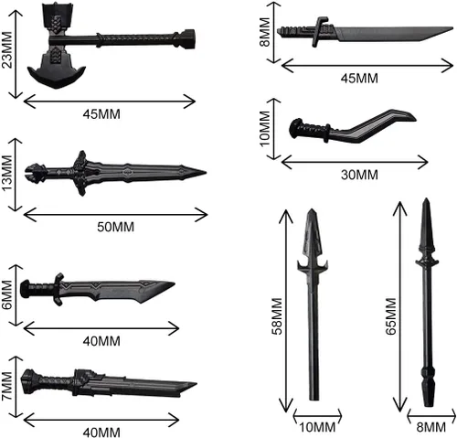 Miniatura 4 de ALiquid Juego de armas de minifiguras personalizadas, juego de armas personalizadas para minifiguras, juego de armas de soldado enano medieval
