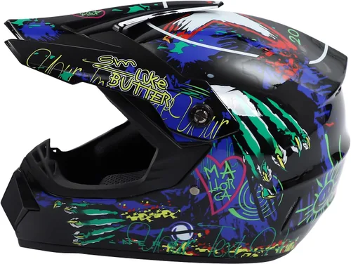 Guantes para niños, lentes para motociclista y casco para manejar fuera de pista, para niños, para motocross, aprobados por el DOT, para carreras, M