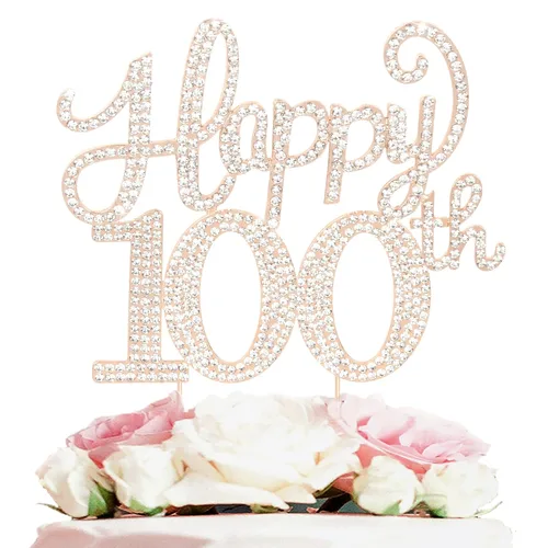 Miniatura 45 de LASKYER Decoración de feliz cumpleaños número 10, decoración de pastel de diamantes de imitación dorados de 10º cumpleaños – Letrero de metal