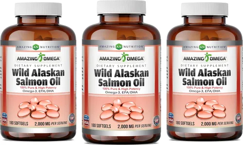 Miniatura 4 de Suplemento de Aceite de Salmón Salvaje de Alaska Amazing Omega 2000 Mg por Porción 180 Cápsulas Blandas Sin OMG Sin Gluten Fabricado