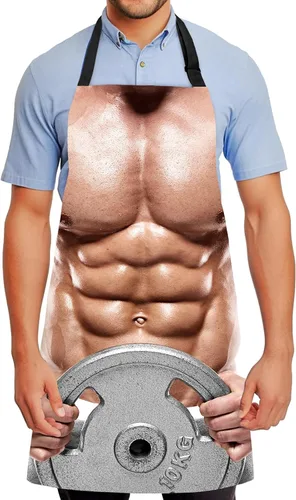 Miniatura 8 de Funny Creative Chef Apron with 3D Muscle Man Adjustable Sexy Kitchen Apron Waterproof Aprons BBQ Party Xmas Gift