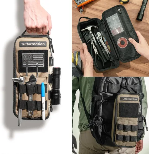 Miniatura 3 de Tufformation Bolsa de herramientas pequeña de alta resistencia, estuche organizador portátil con asa de cremallera. Perfecto para EDC, motocicleta