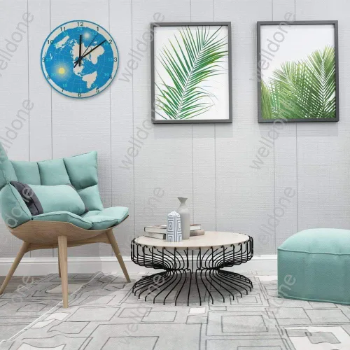 Miniatura 3 de yyone Reloj de pared decorativo de madera con batería silencioso y preciso para oficina, sala de estar, dormitorio, 10 pulgadas, tierra plana