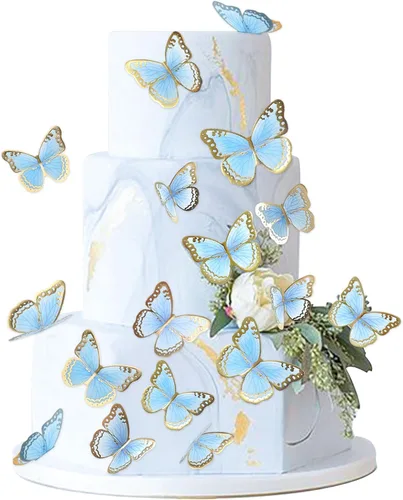 Miniatura 13 de Ercadio Paquete de 30 adornos de mariposa 3D para tartas – Mezcla de mariposas rosadas, impermeables, para baby shower, cumpleaños, boda, fiesta
