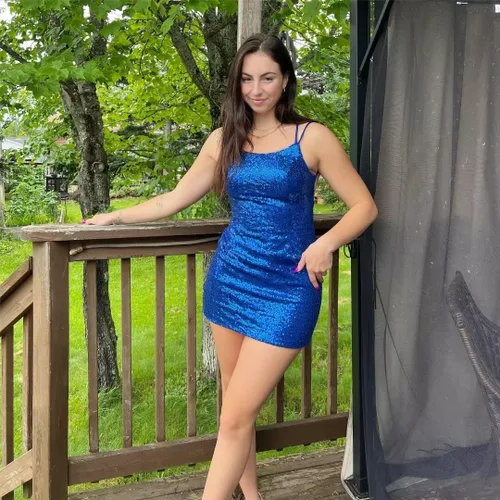 Miniatura 5 de Wchecalino - Vestido corto de cóctel con tirantes delgados y lentejuelas para fiesta de exalumnos, ajustado, brillante, vestido corto de cóctel
