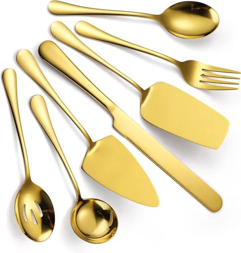Miniatura 17 de Juego de Utensilios para Servir Negros de 10 Piezas de Acero Inoxidable para Cocina Catering Cubertería incluye Pinzas para Catering Cucharas