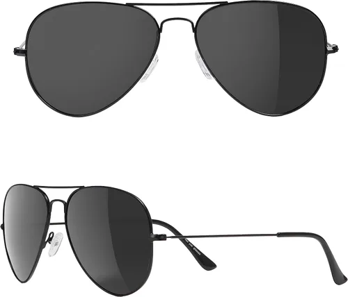 Yaserra Lentes de sol de aviador polarizados retro para hombres y mujeres, lente TAC espejada, marco de metal, doble puente con protección UV400