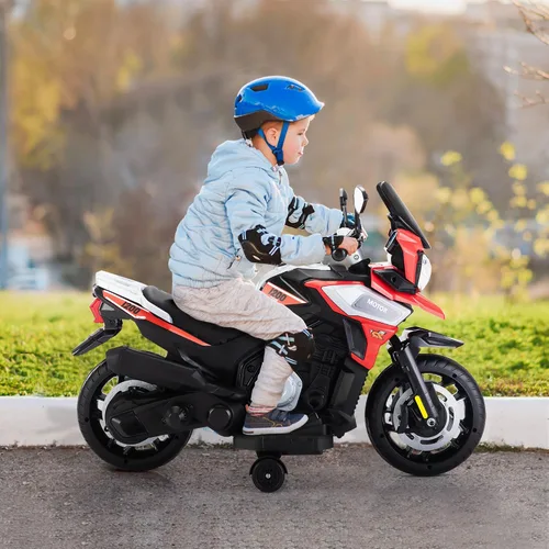 Miniatura 5 de TOBBI - Motocicleta para niños, eléctrica, estilo motocross, bicicleta para niños pequeños con ruedas de entrenamiento, juguetes de 12V, batería