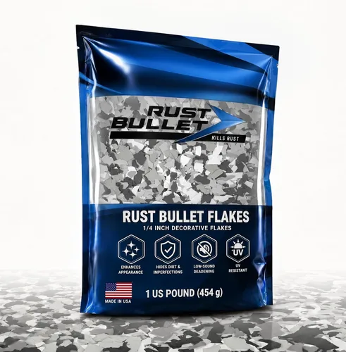 Miniatura 16 de RUST BULLET Copos de color decorativos – marrón otoñal – Personaliza pisos de concreto con 1 libra de chips de vinilo duraderos y resistentes a
