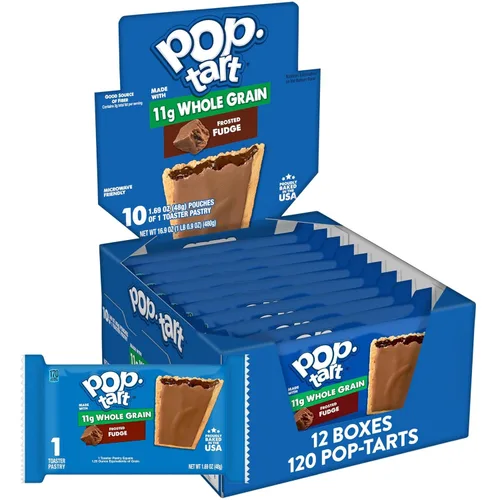Miniatura 10 de Pop-Tarts Pasteles tostadores, hechos con grano entero, almuerzo escolar, fresa esmerilada (120 tartas)