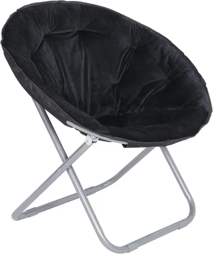 Nouva Silla plegable, silla plegable de luna, silla de lectura redonda de piel sintética, silla de juegos con marco de metal para niños,