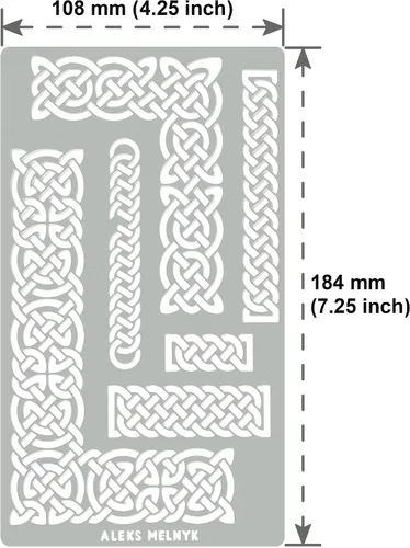 Miniatura 4 de Aleks Melnyk No.36.2 Plantilla de borde pequeño para álbumes de recortes, nudo celta, vikingo adornado, plantilla de diario de acero inoxidable