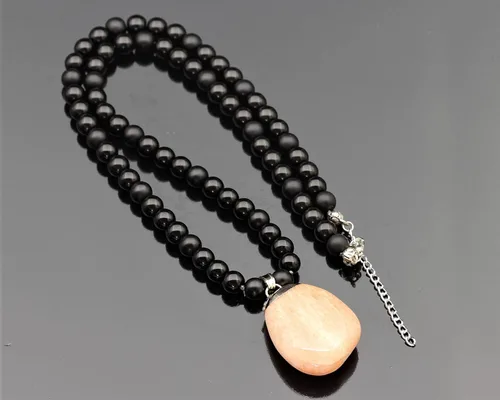 Miniatura 137 de Colgante de turmalina cruda natural, Collar de cuentas de ónix negro genuino, Collar de piedra negra, Collar de piedras preciosas, Cuentas de 0.315