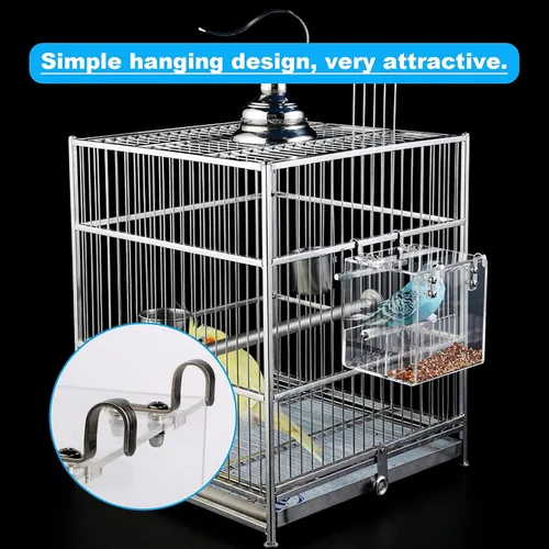 Miniatura 6 de Comedero para pájaros sin desorden para jaula – Comedero automático para pájaros, contenedor de comida transparente, acrílico sin derrames, jaula