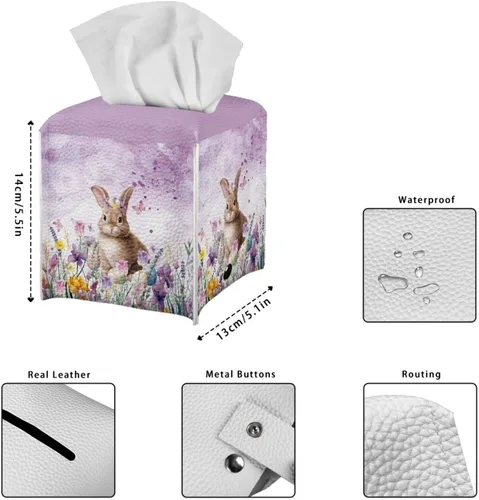 Miniatura 7 de Personalizar caja de pañuelos de cuero PU cuadrado caja de pañuelos titular personalizado su foto/logotipo/texto, personalizable en todos los lados
