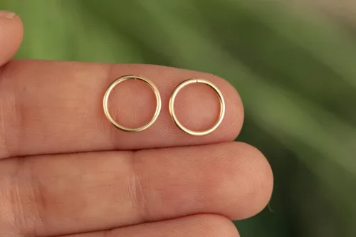 Miniatura 57 de Aretes de aro de oro de plata – Aretes de aro para mujer, dos piezas de aros de plata fina rellenos de oro, aro de hélice, anillo de tragus, aro
