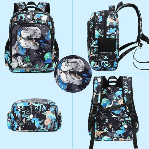 Miniatura 8 de CAMTOP Mochila infantil para escuela, niños y niñas, preescolar y primaria, Dinosaurio, Compacto