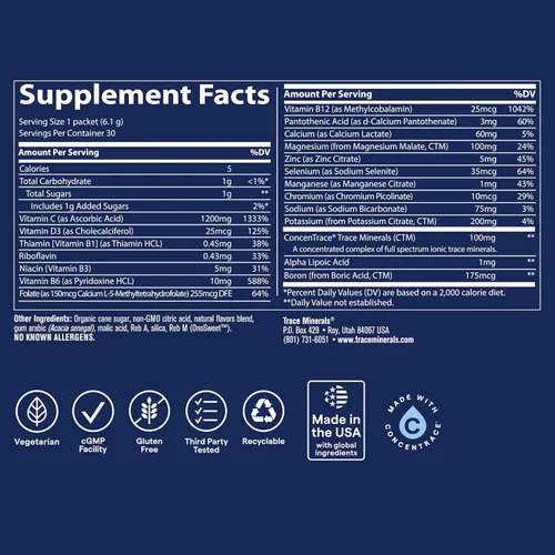Miniatura 3 de Electrolitos Power Pak Stamina de Trace Minerals Research, ESPP14, 30, 1, 1