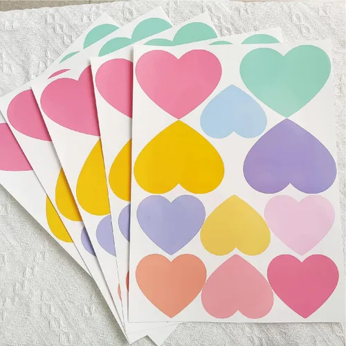 Miniatura 3 de 110 calcomanías de pared de corazón pastel suaves, 10 hojas de vinilo impermeable para despegar y pegar en 2 tamaños, decoración estética pastel