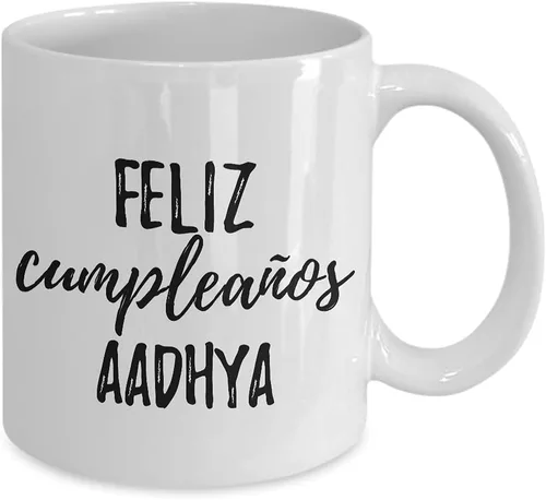 Miniatura 2 de Feliz Cumpleanos Aadhya Mug Spanish Happy Birthday Personalized Name Gift Coffee Tea Cup 11 oz