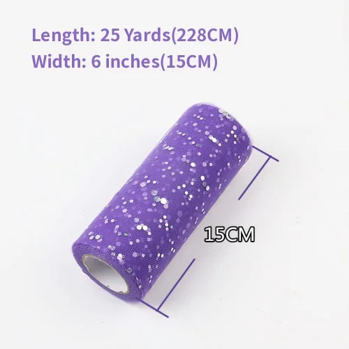 Miniatura 2 de Rollo de tul con lentejuelas con purpurina, decoración de boda, suministros de organza para fiestas de cumpleaños, carrete de tela, vestido tutú