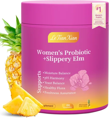 Her Juicy Gomitas de Probióticos Femeninos para Mujeres con Olmo Resbaladizo, Prebióticos y Lactobacillus - para Equilibrio del pH y Salud