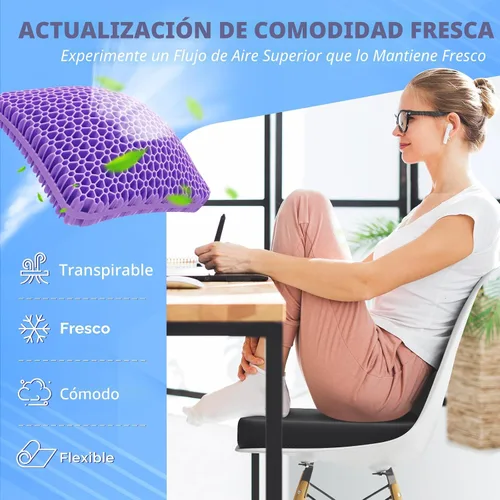 Miniatura 2 de Cojín de asiento de gel TushGuard para sentarse por mucho tiempo, diseño patentado agrandado y engrosado, refrescante y transpirable para silla